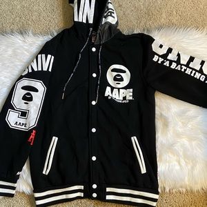 bape varsity jacket black
